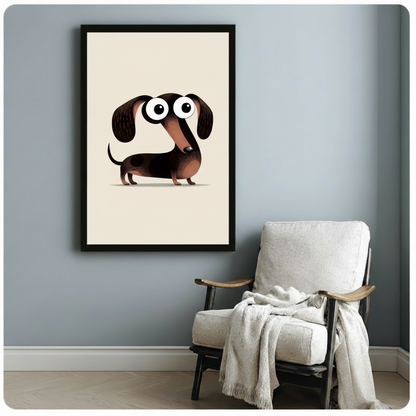 Cute Dachshund Big Eyes Funny Canvas Wall Art