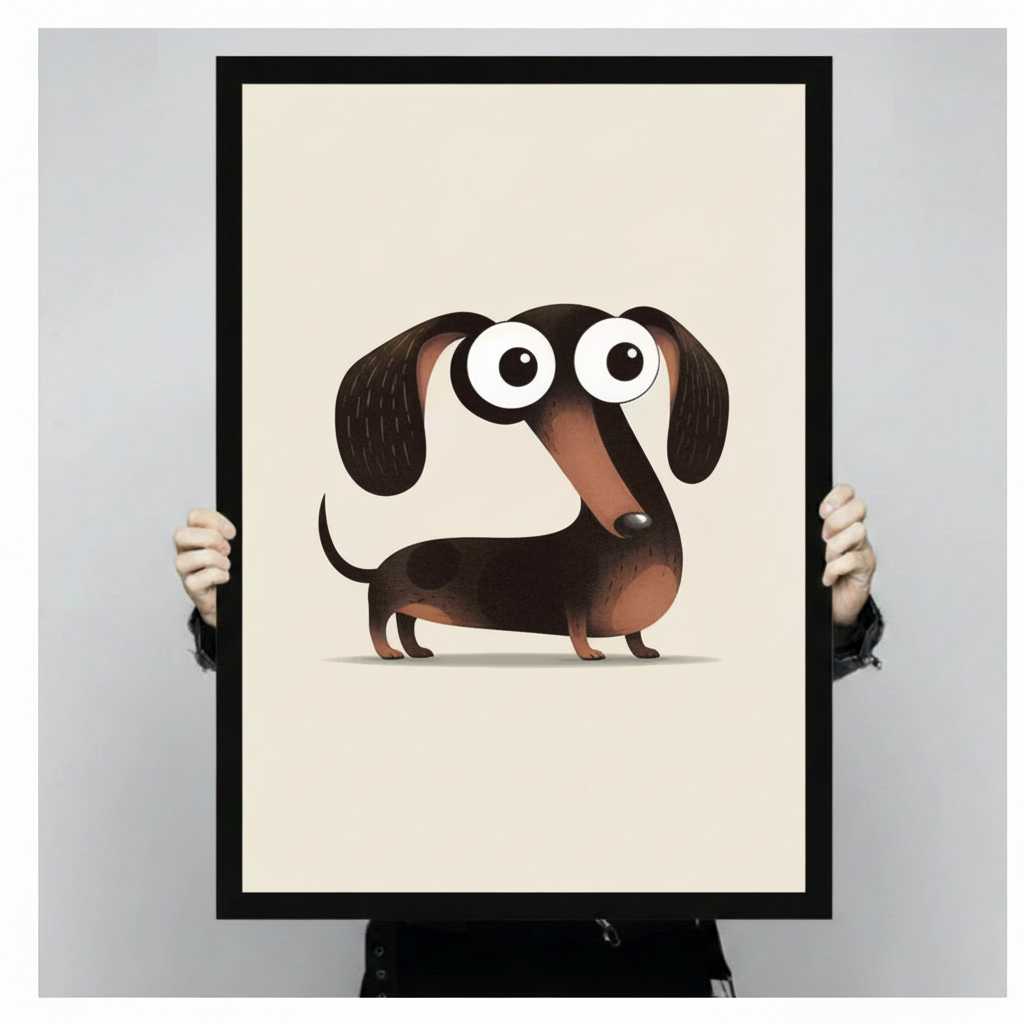 Cute Dachshund Big Eyes Funny Canvas Wall Art