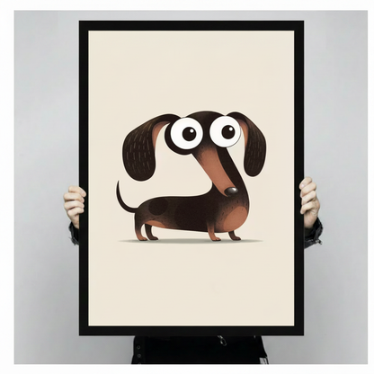 Cute Dachshund Big Eyes Funny Canvas Wall Art