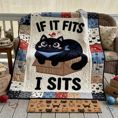 Cute Box Cat Patch Quilt Blanket