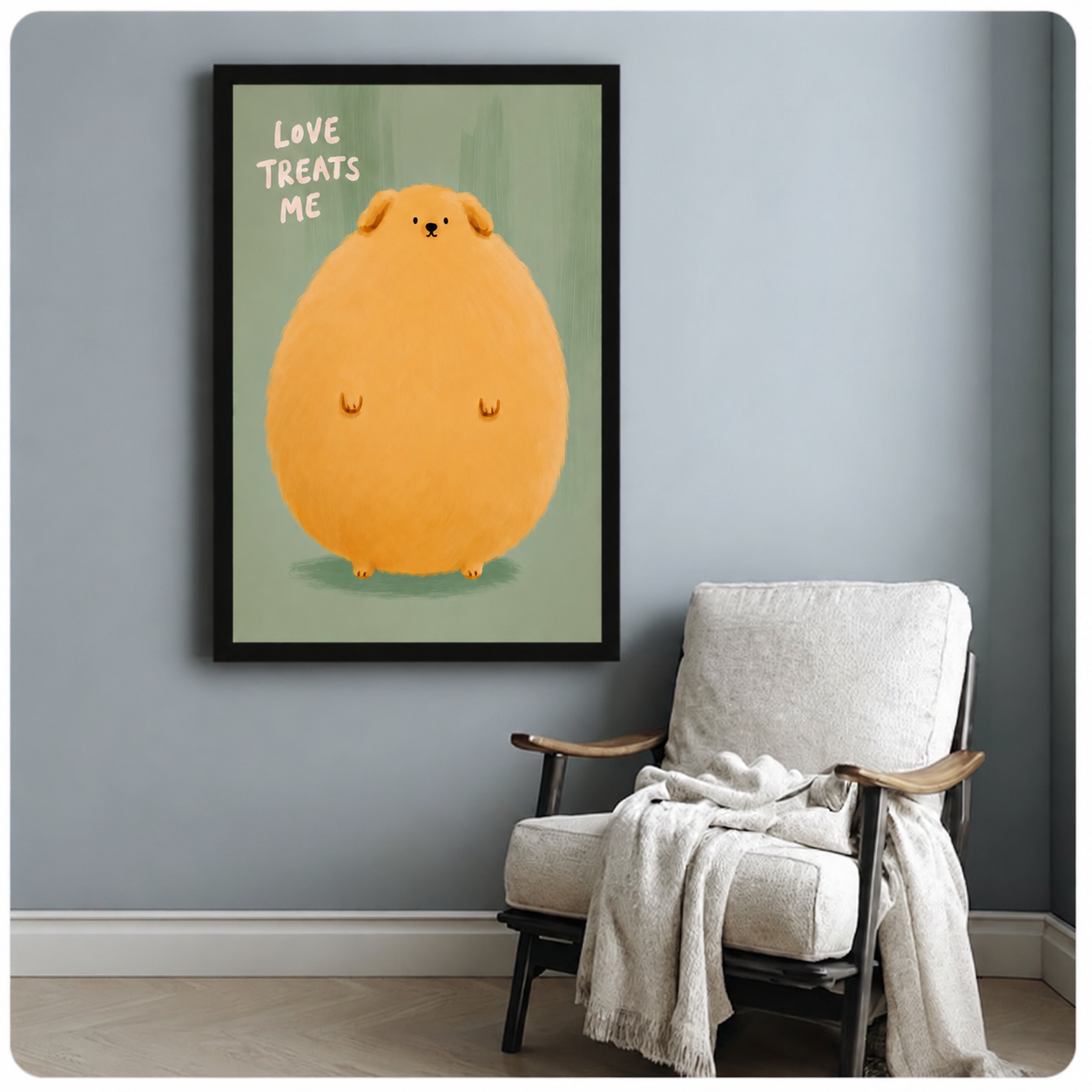 Love Treats Me Chubby Dog Canvas Wall Art