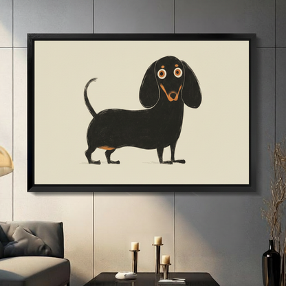 Whimsical Dachshund Minimalist Framed Canvas Art