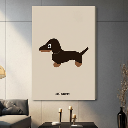 Cute Dachshund Minimalist Canvas Wall Art