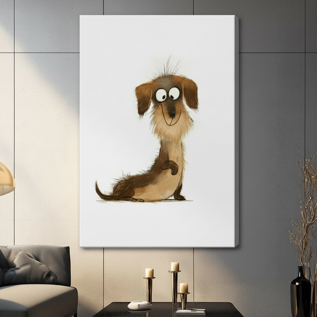 Cute Dachshund Funny Dog Framed Canvas Art Wall Art