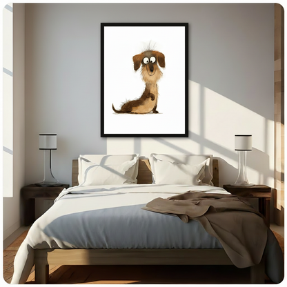 Cute Dachshund Funny Dog Framed Canvas Art Wall Art