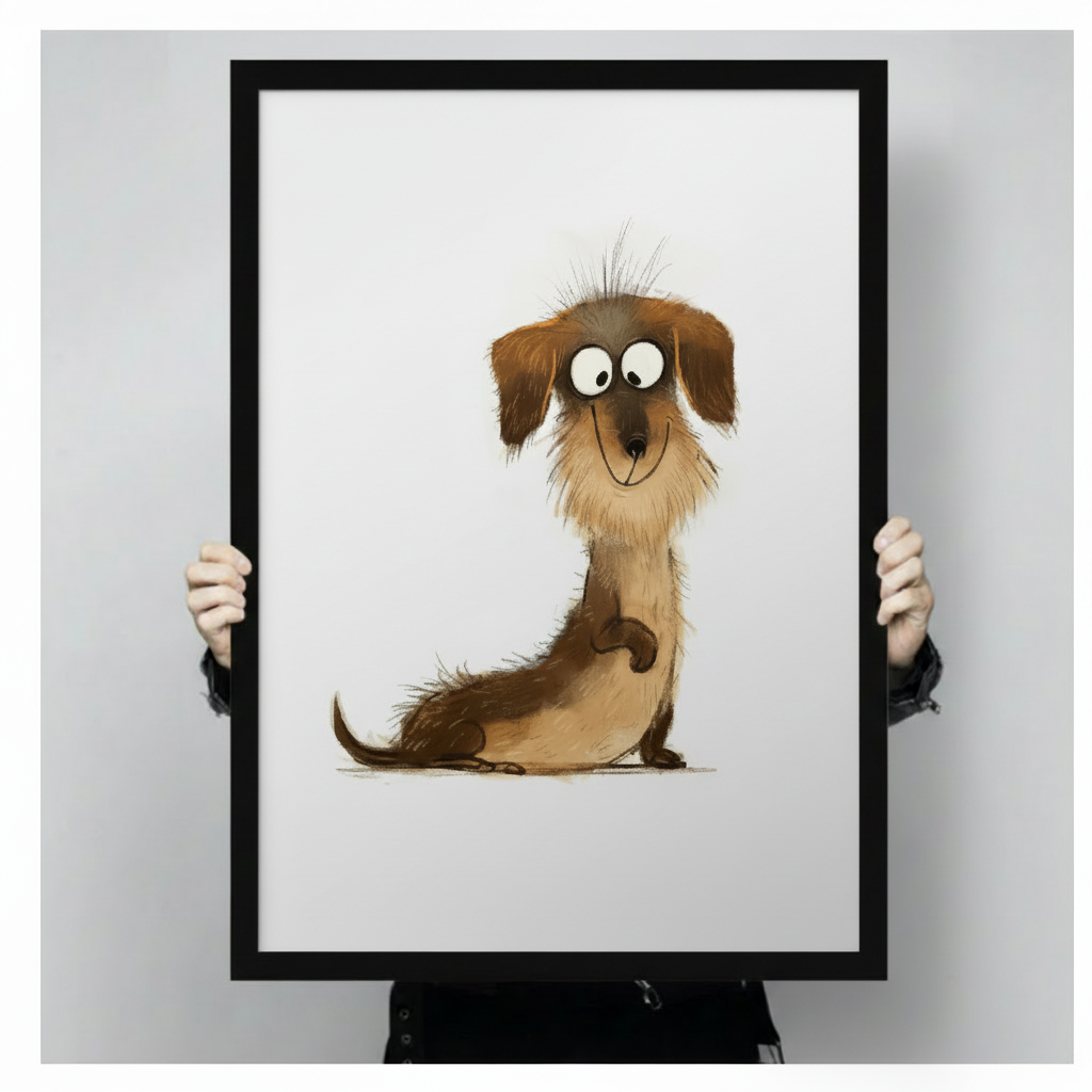 Cute Dachshund Funny Dog Framed Canvas Art Wall Art