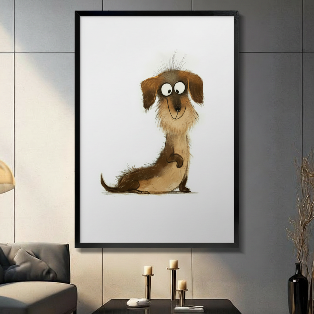 Cute Dachshund Funny Dog Framed Canvas Art Wall Art