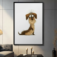 Cute Dachshund Funny Dog Framed Canvas Art Wall Art