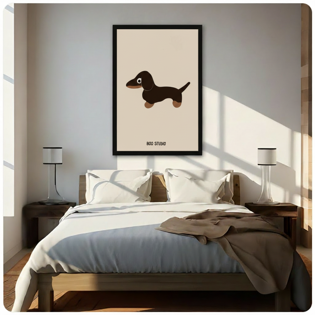 Cute Dachshund Minimalist Canvas Wall Art