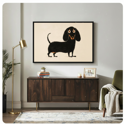 Whimsical Dachshund Minimalist Framed Canvas Art