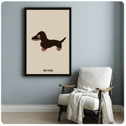 Cute Dachshund Minimalist Canvas Wall Art