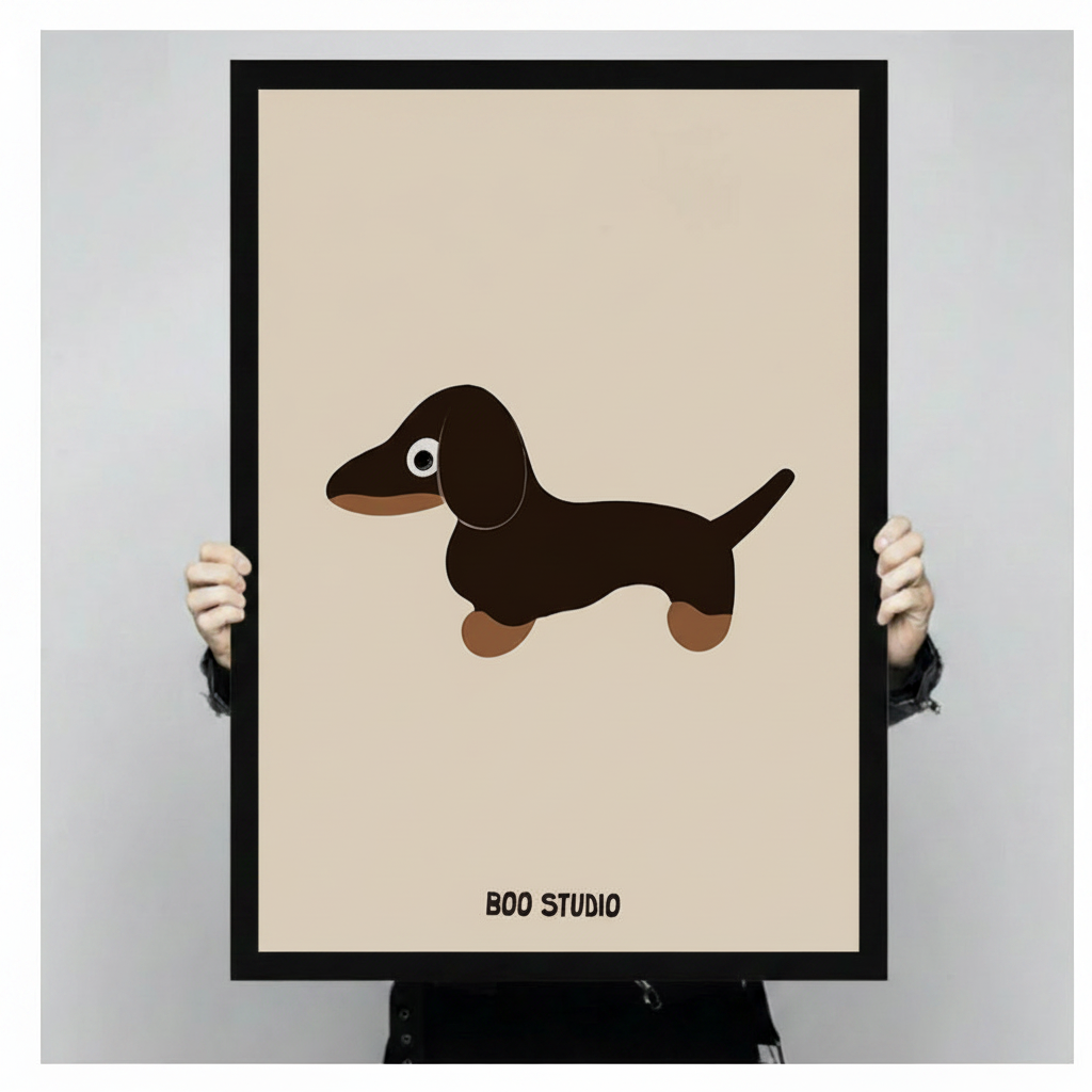 Cute Dachshund Minimalist Canvas Wall Art
