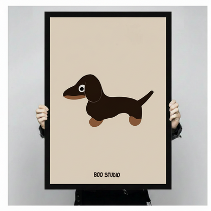 Cute Dachshund Minimalist Canvas Wall Art