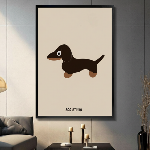Cute Dachshund Minimalist Canvas Wall Art