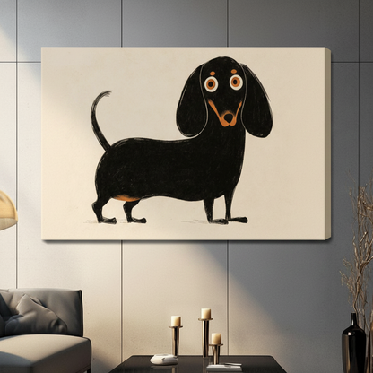 Whimsical Dachshund Minimalist Framed Canvas Art