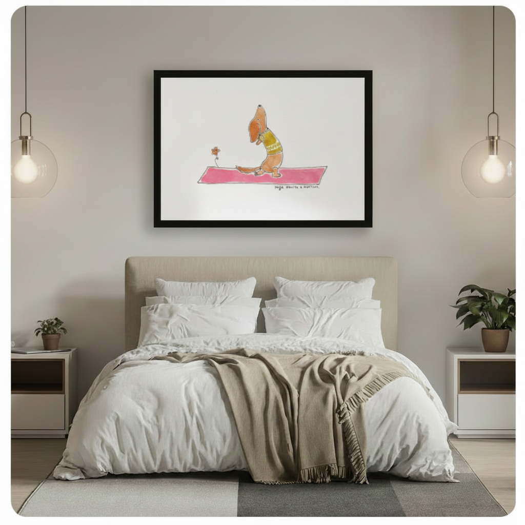 Yoga Dachshund Pink Mat Canvas Art Wall Art