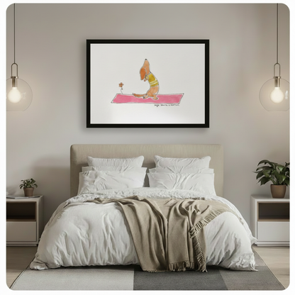 Yoga Dachshund Pink Mat Canvas Art Wall Art