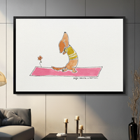 Yoga Dachshund Pink Mat Canvas Art Wall Art