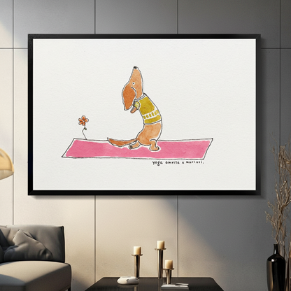 Yoga Dachshund Pink Mat Canvas Art Wall Art