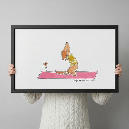 Yoga Dachshund Pink Mat Canvas Art Wall Art