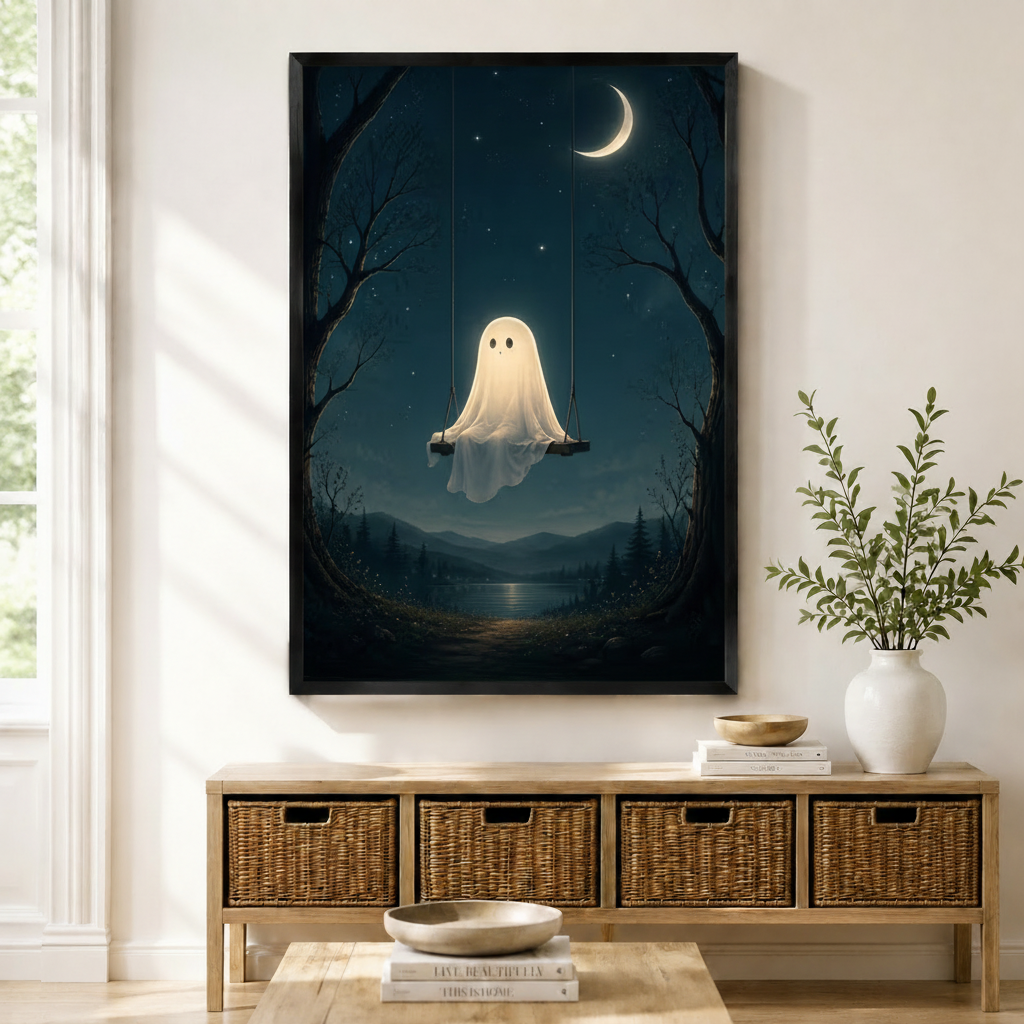 Ghost Swing Night Sky Canvas Art Wall Art