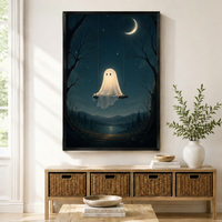 Ghost Swing Night Sky Canvas Art Wall Art