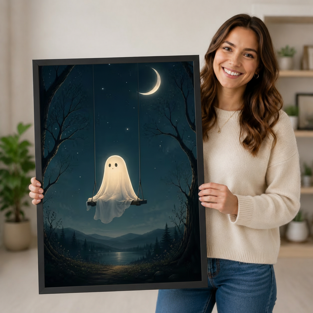 Ghost Swing Night Sky Canvas Art Wall Art