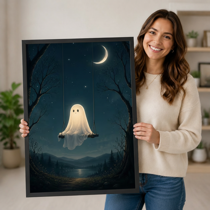 Ghost Swing Night Sky Canvas Art Wall Art