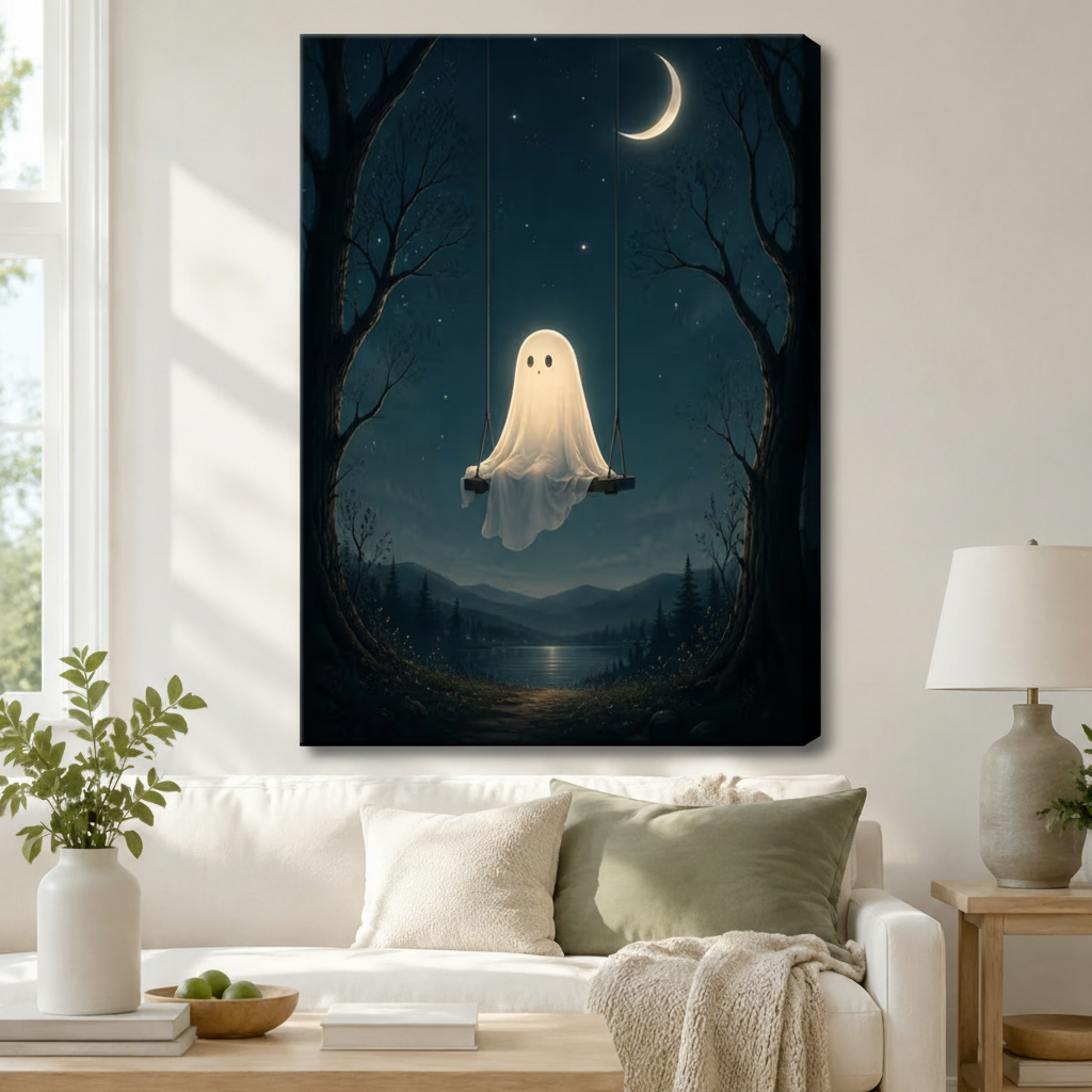 Ghost Swing Night Sky Canvas Art Wall Art