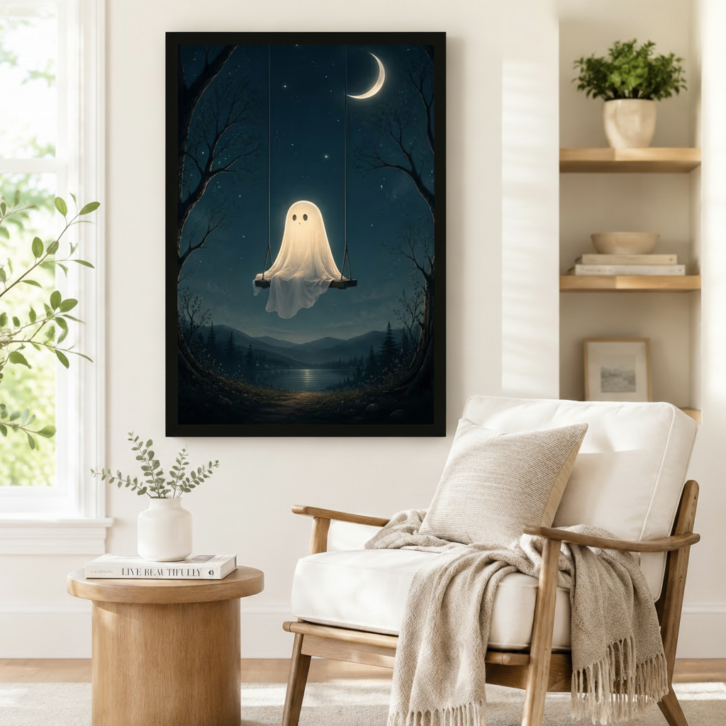 Ghost Swing Night Sky Canvas Art Wall Art
