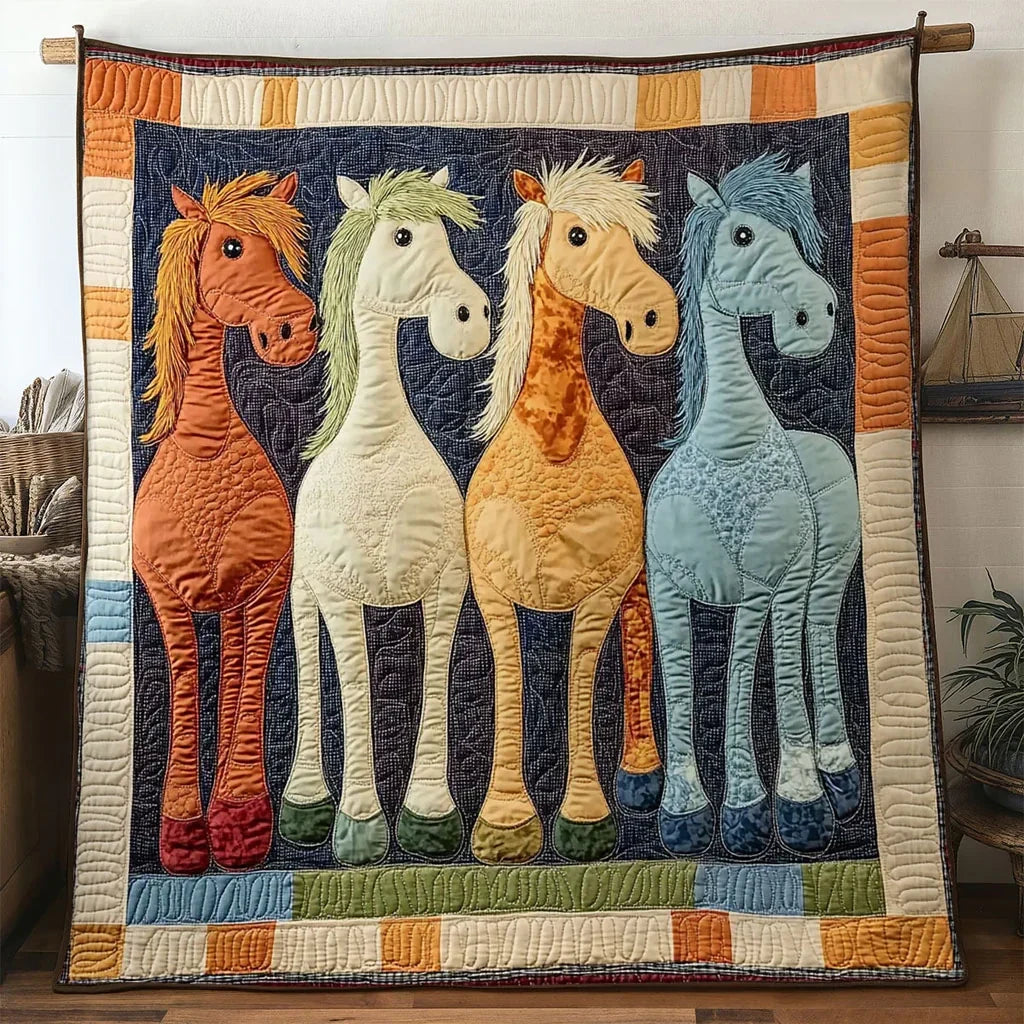 Cute Horse Quilt Blanket