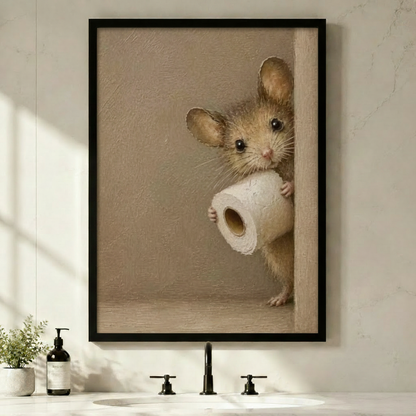 Funny Mouse Toilet Paper Roll Canvas Art Wall Art