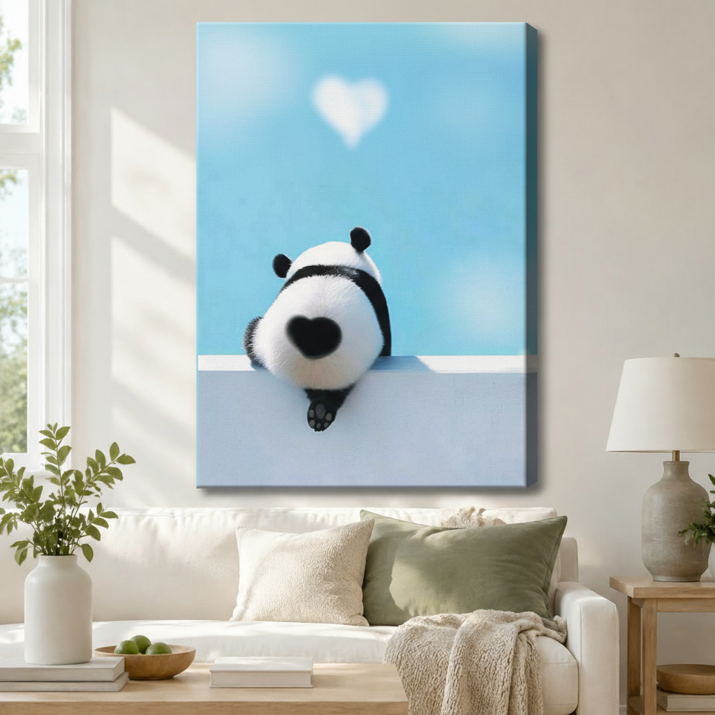 Panda Heart Love Cute Canvas Wall Art