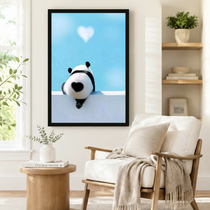 Panda Heart Love Cute Canvas Wall Art