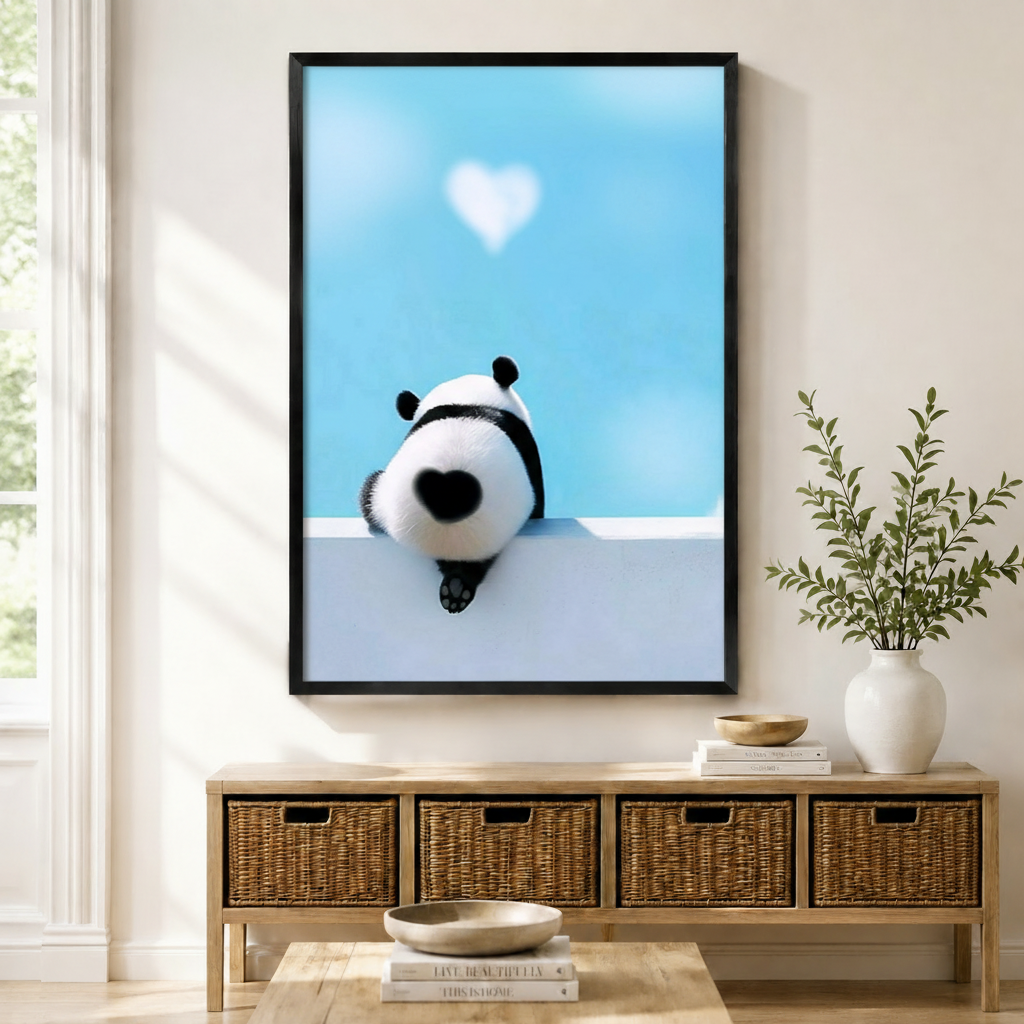 Panda Heart Love Cute Canvas Wall Art