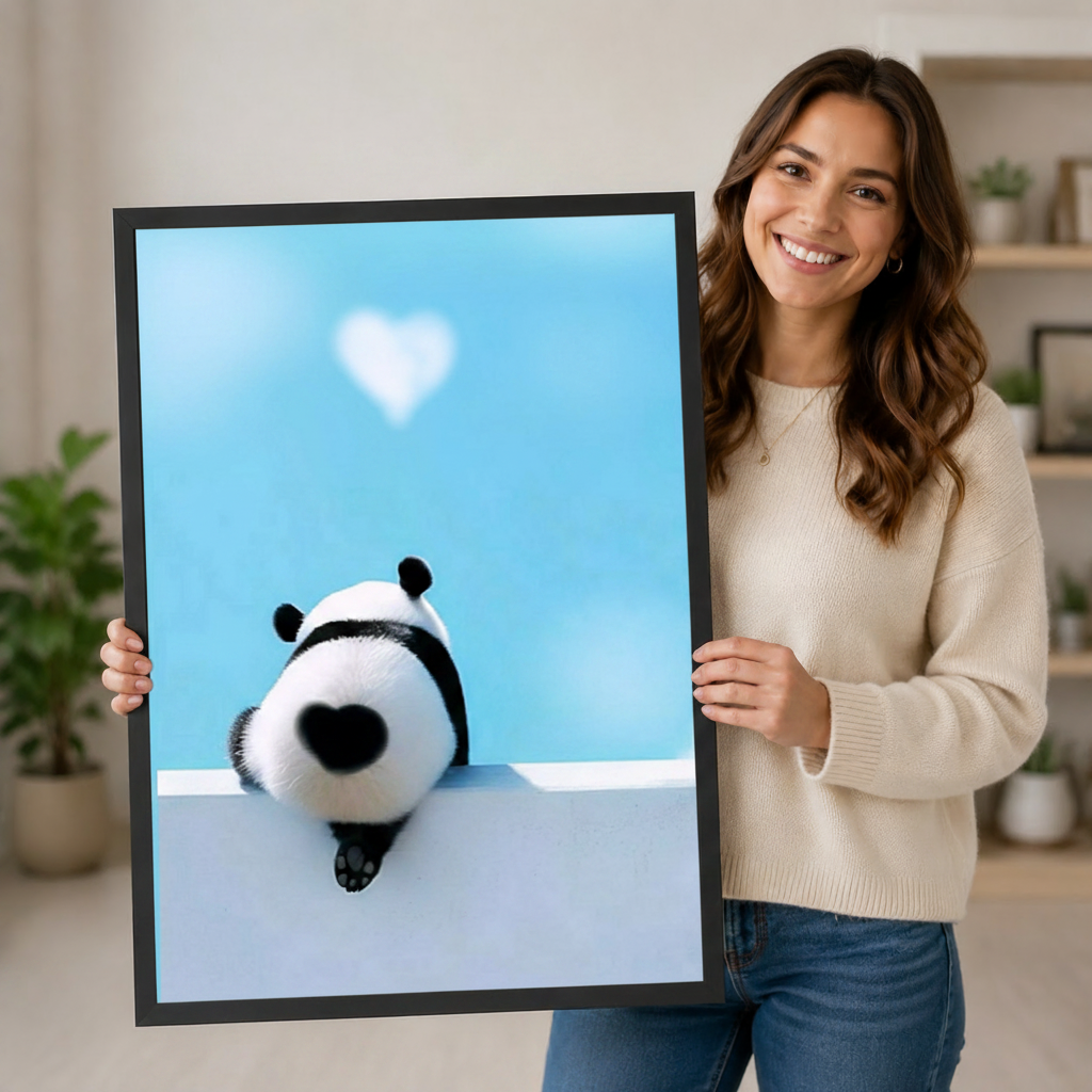 Panda Heart Love Cute Canvas Wall Art