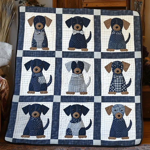 Cute Puppy Patchwork Quilt Blanket