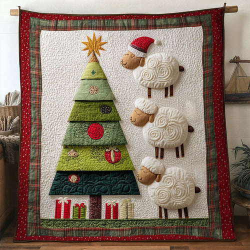 Cute Sheep Christmas Quilt Blanket