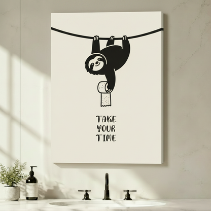 Funny Sloth Bathroom Quote Canvas Wall Art