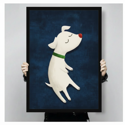 Cute Dog Navy Blue Cartoon Canvas Art Wall Art