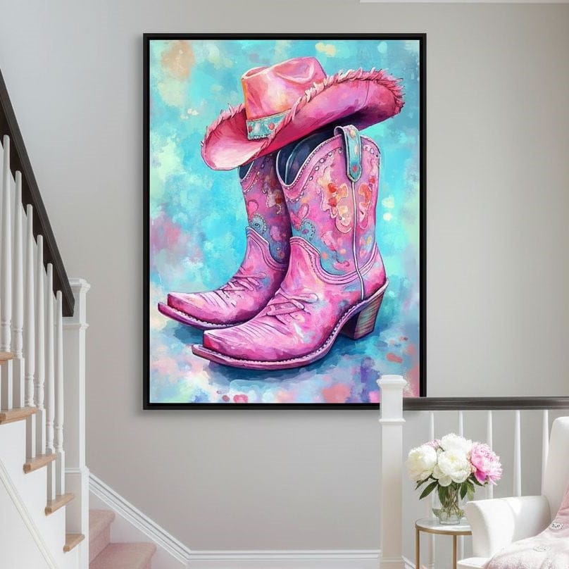 Radiant Cowgirl Boots Hat Canvas Wall Art