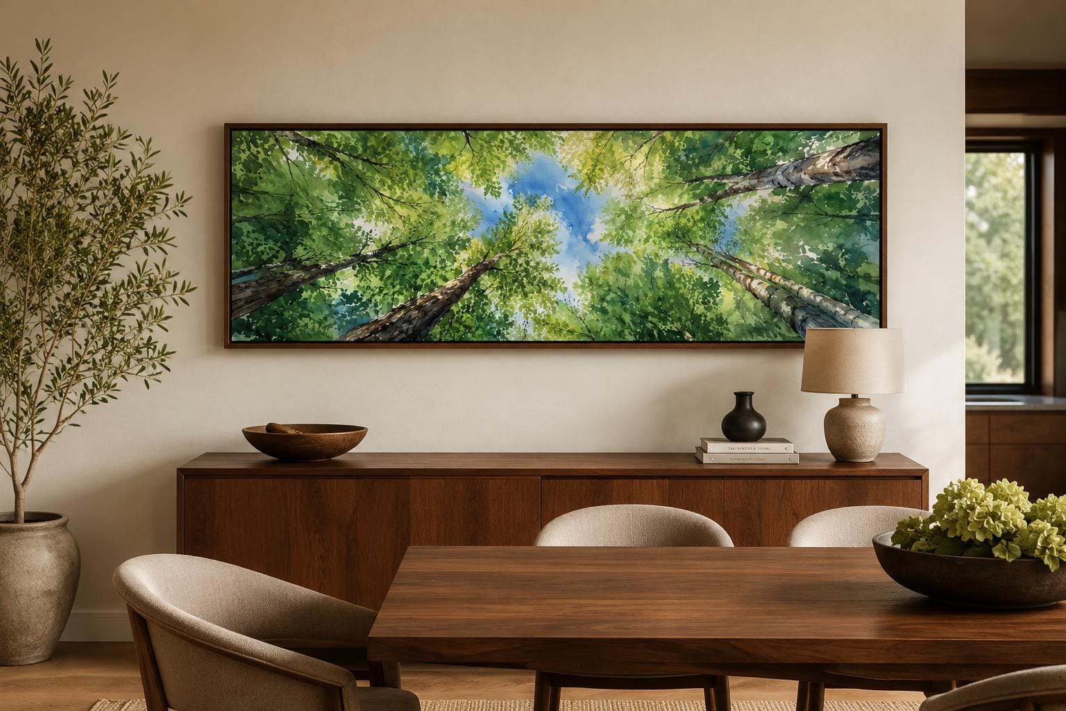 Forest Canopy Wall Art | Green Tree Wall Decor for Modern Farmhouse Spaces