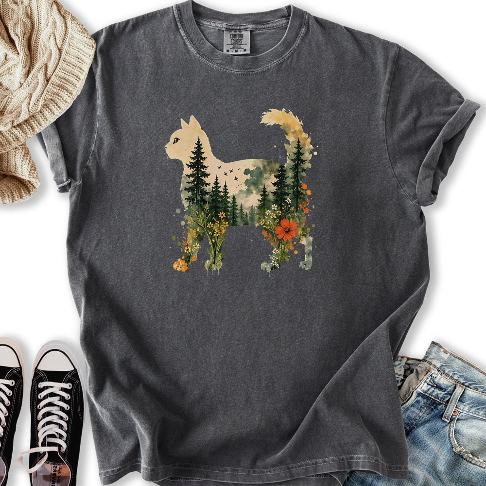 Floral Cat Sunset Relaxed Tee