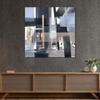 Glass and Tubular Steel Canvas Wall Art