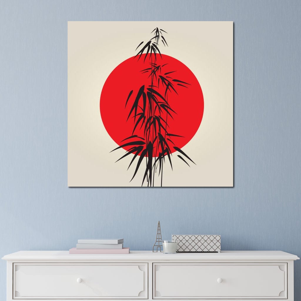 Red and Black Bamboo Canvas Wall Art