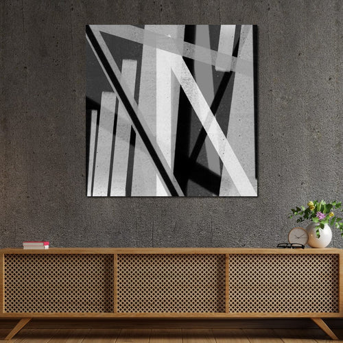 Black & White Lines v2 Canvas Wall Art