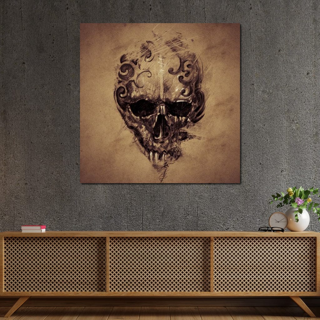 Skull Sketch Canvas Wall Art