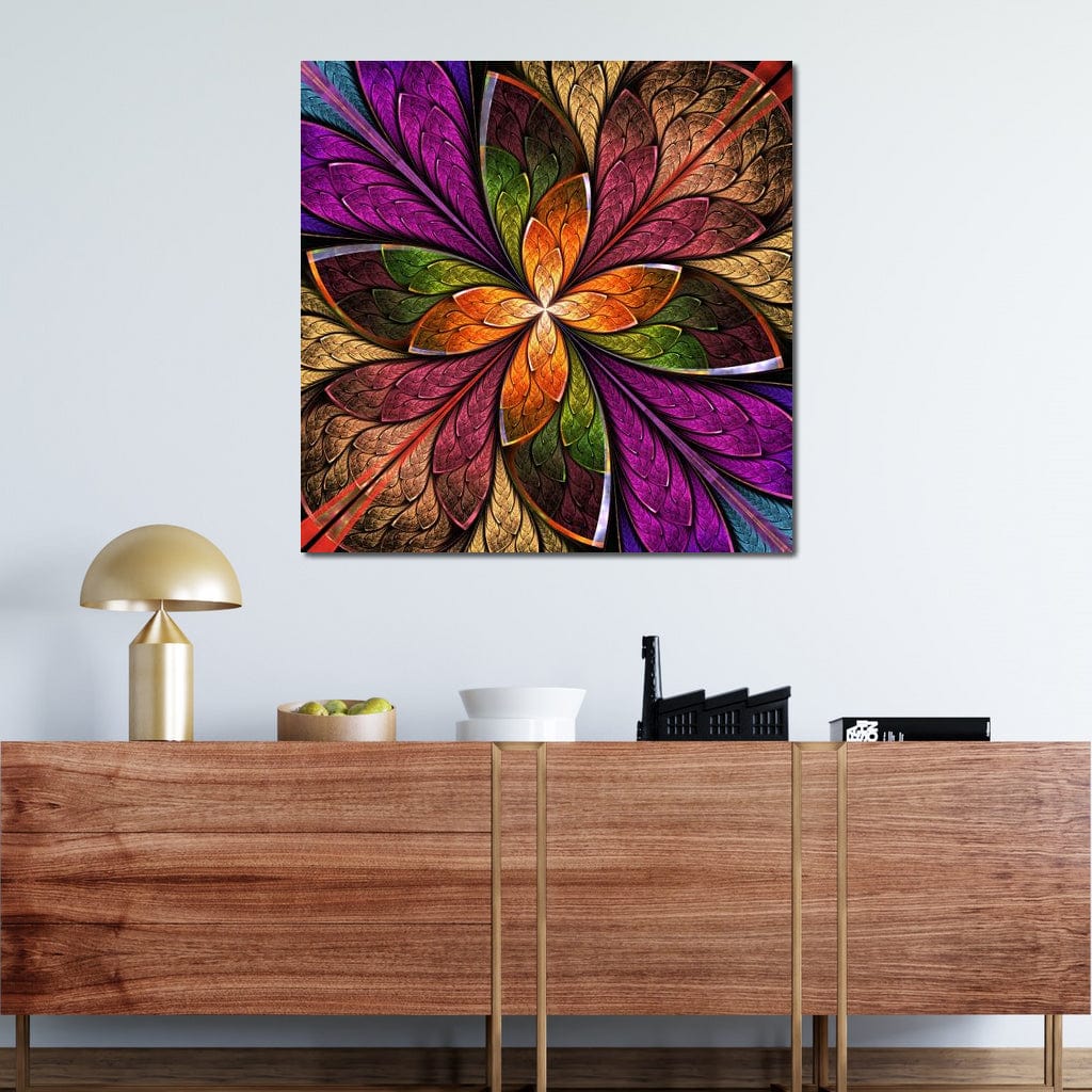 Fractal Flower in Multicolors Canvas Wall Art