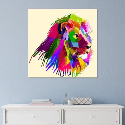 Pop Art Lion Canvas Wall Art