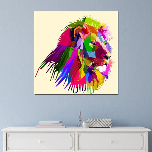 Pop Art Lion Canvas Wall Art